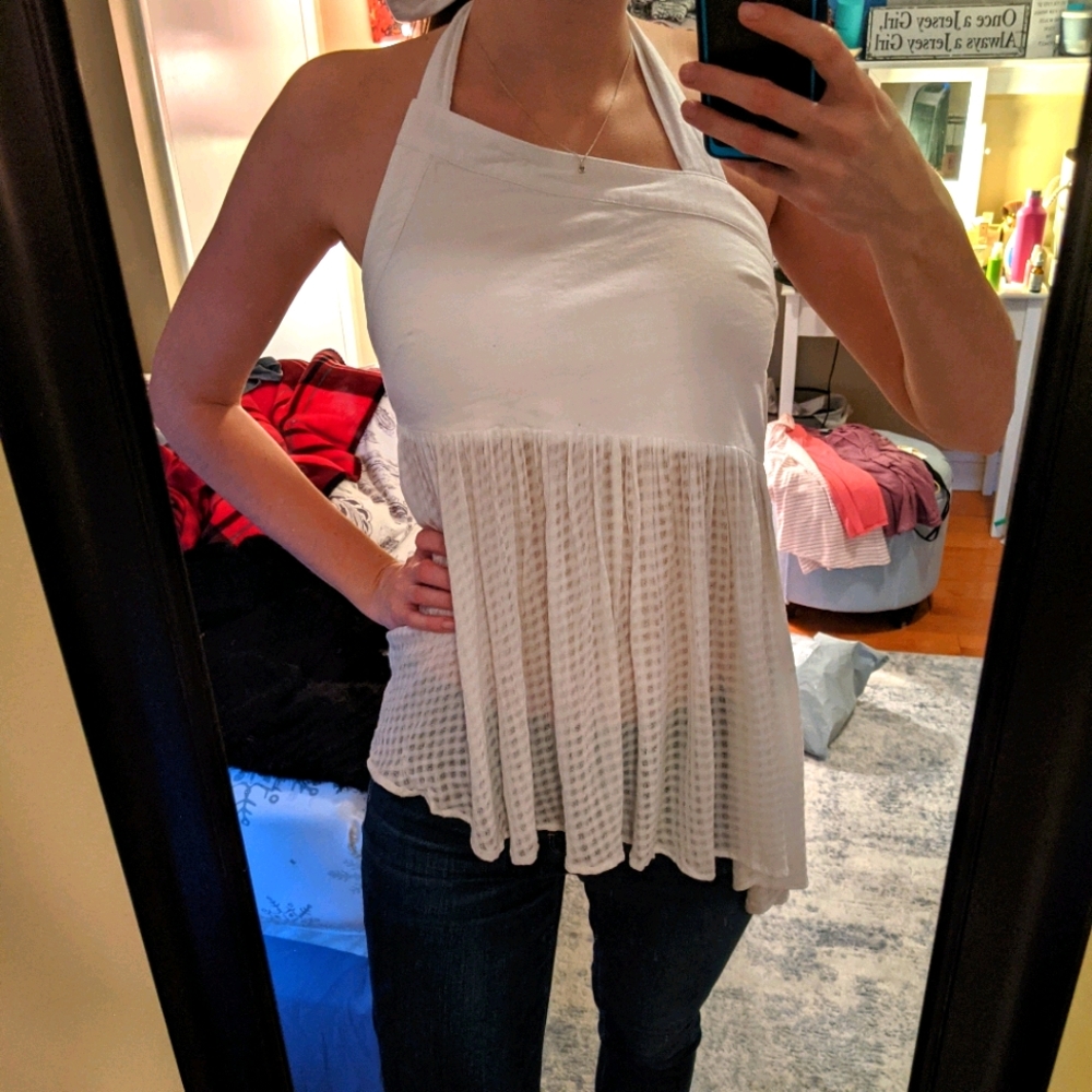 White asymmetrical Free People top
